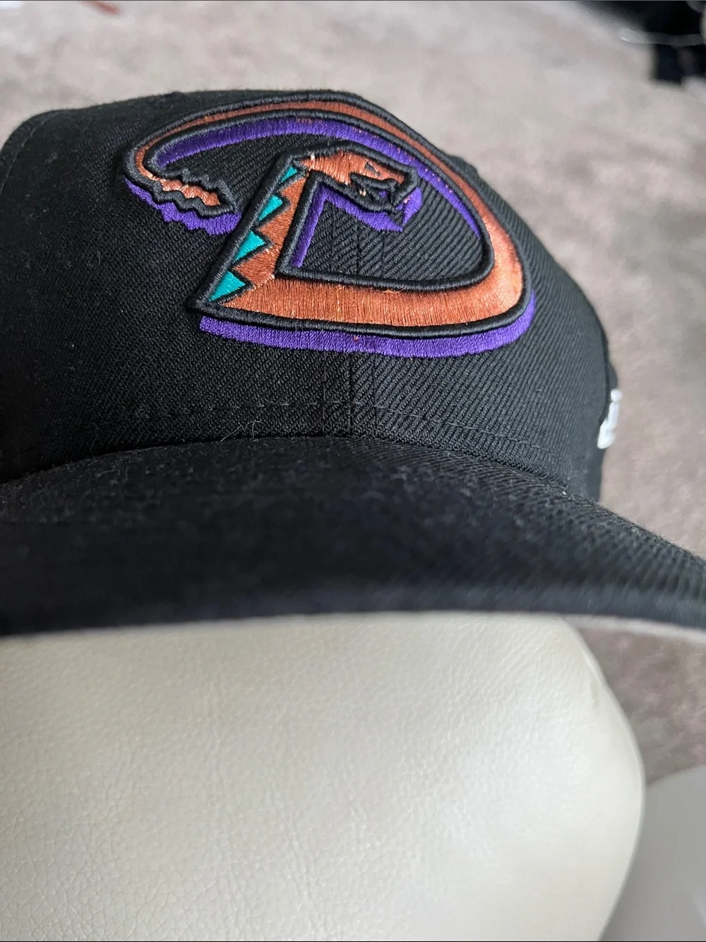 New Era Diamondbacks - Black Hat with Orange, Purple and Teal Snake Logo. 7